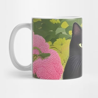 Black Cat in a Japanese Garden Mug